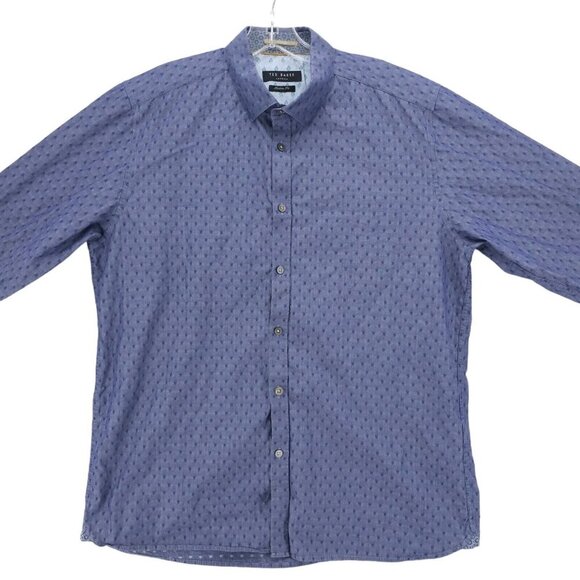 TED BAKER Blue Chambray Long Sleeve Button Down Shirt Iridescent Size M/L - Picture 3 of 10